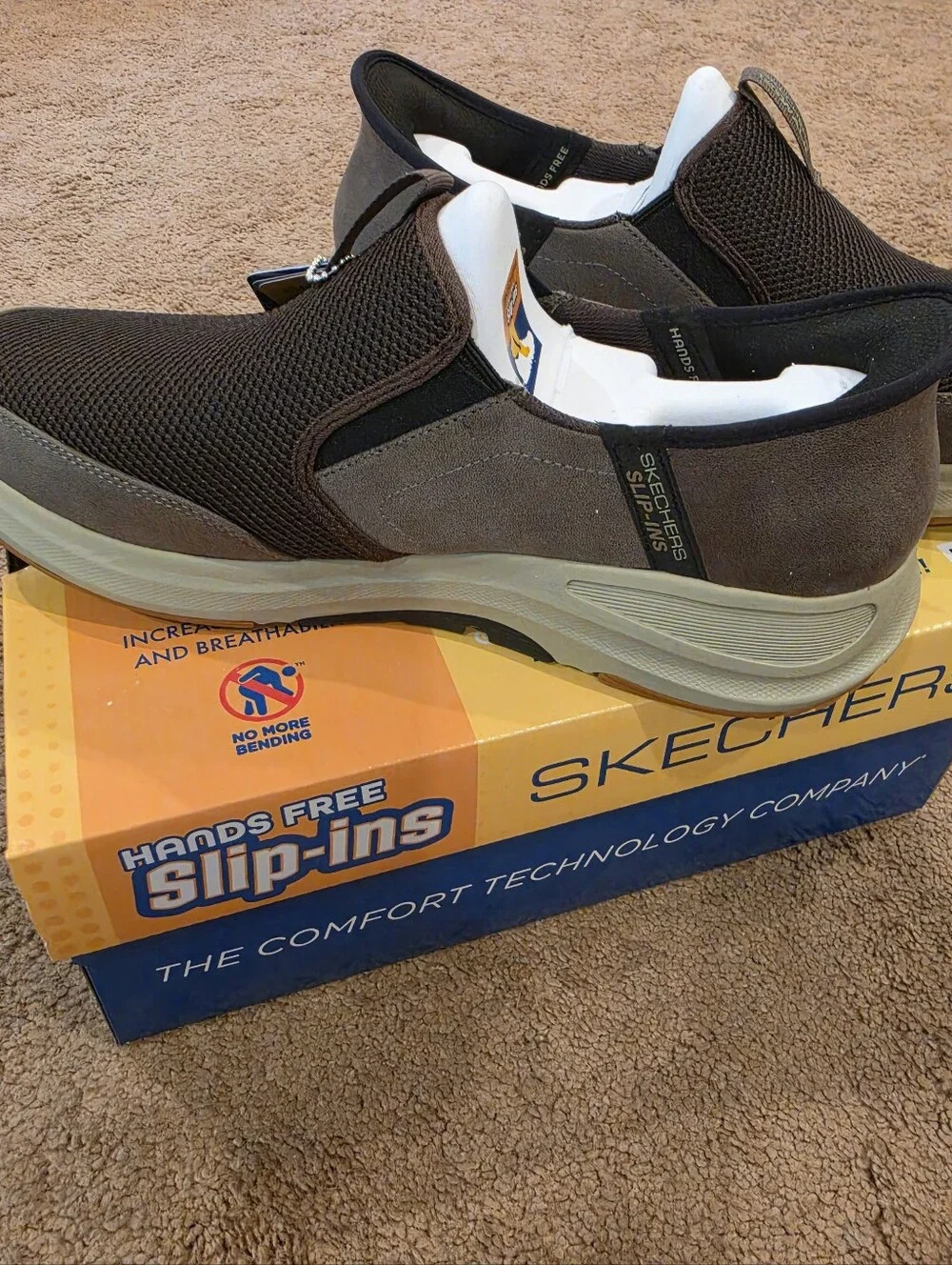 Skechers Men's Slip-On Loafers in Dark Brown and Black